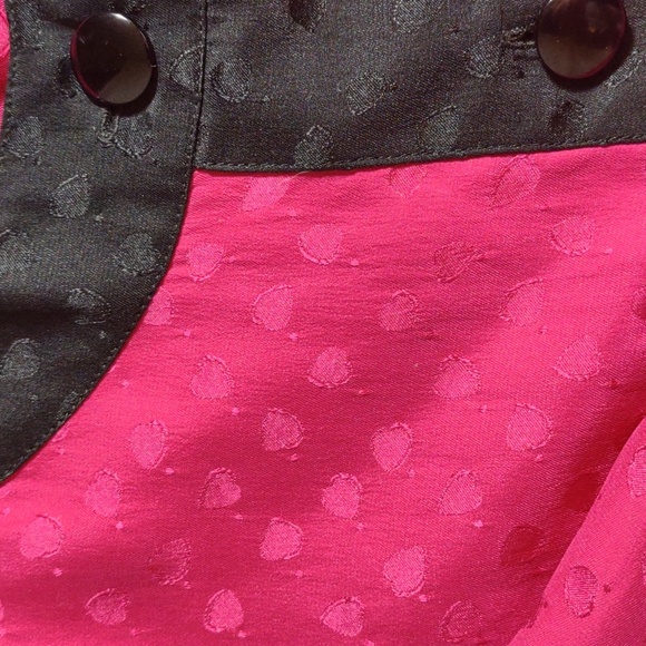 Vintage 80's Hot Pink w/Black Trim Long Sleeved Silk Button Up Blouse Size P8 - Picture 13 of 15